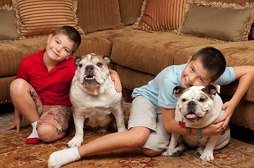 Image showing Children and Dogs