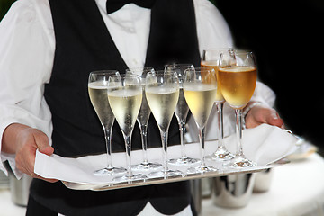 Image showing Waiters served champagne and wine 