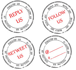 Image showing set of stamps to Twitter: follow, reply, retweet