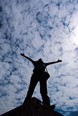 Image showing silhouette of a man on the background of sky