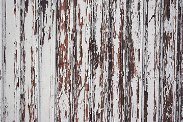 Image showing Wood panel with chipped paint. Grunge Style