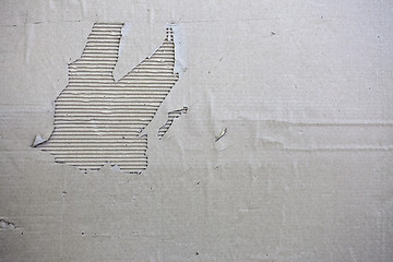 Image showing The old torn cardboard banner, in monochrome