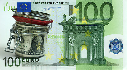 Image showing dollars in the bank against the euro