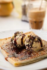 Image showing Sweet crepe with ice cream
