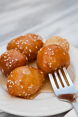 Image showing Loukoumades, a greek dessert