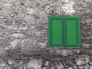 Image showing Green window shutter