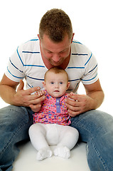 Image showing Smiling father and baby