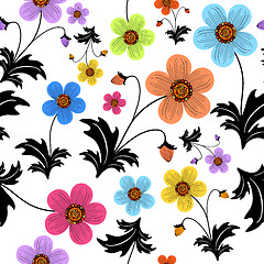 Image showing White seamless floral pattern 