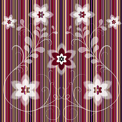 Image showing Floral striped seamless pattern