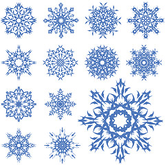 Image showing vector set of different snowflakes