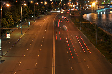 Image showing Night view on Prechistensky quay