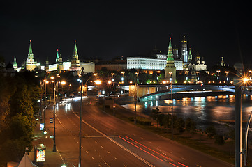 Image showing Night view to the Moscow Kremlin