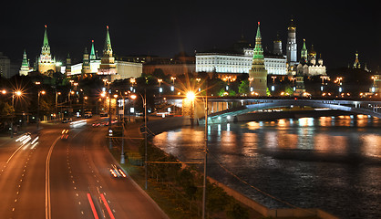 Image showing Night view to the Moscow Kremlin