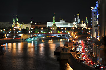 Image showing Night view to the Moscow Kremlin