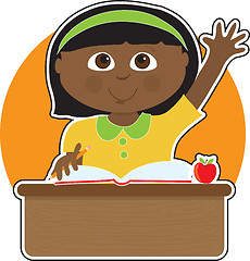 Image showing Little Girl at School Black