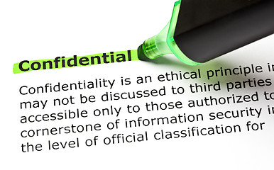 Image showing CONFIDENTIAL highlighted in green