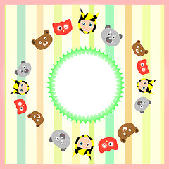 Image showing cute cartoon animal set on colorful background