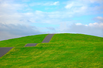 Image showing grassland in summer under cloudy sky