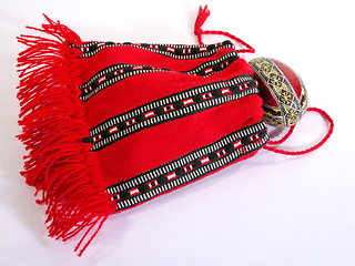 Image showing Easter egg and traditional Romanian bag