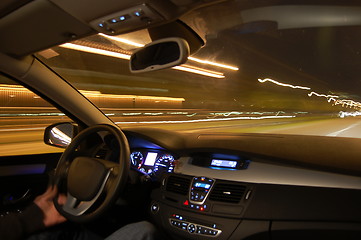 Image showing car in motion at night