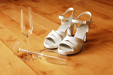 Image showing sexy high heel and champagne glass