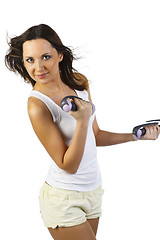 Image showing Woman with dumbbells.