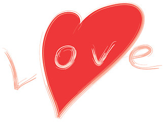 Image showing word Love and red stylized heart