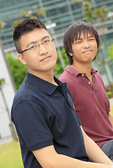 Image showing Portrait of two asia man