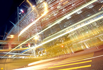 Image showing traffic in finance urban at night