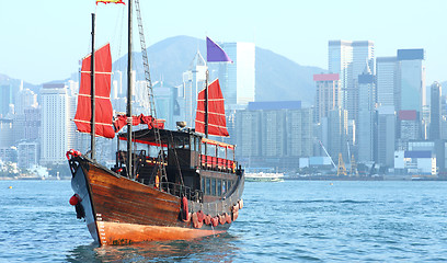 Image showing Hong Kong junk boat 