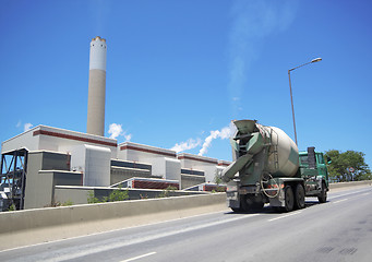 Image showing coal fired power station and car moving