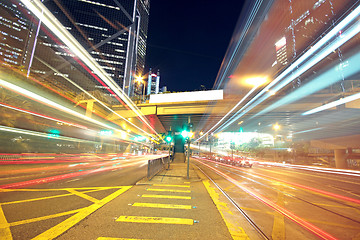 Image showing busy traffic night in finance urban