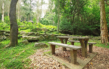 Image showing Picnic place in forest 