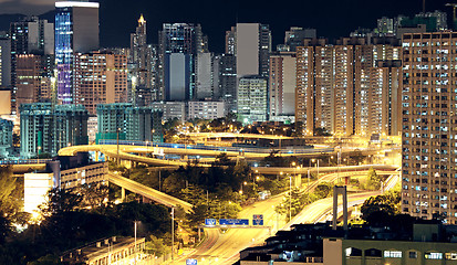 Image showing Hong Kong downtown at night 