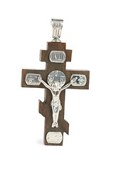 Image showing silver and wooden cross