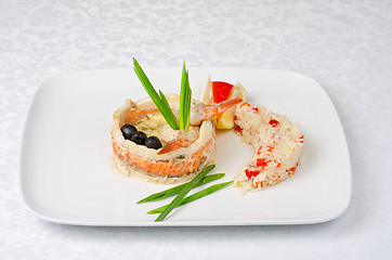 Image showing fish with rice and vegetables