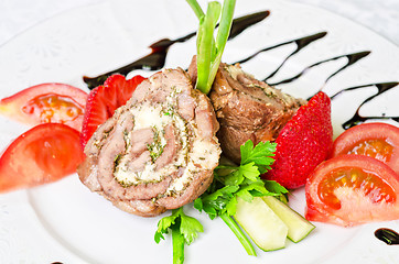 Image showing Pork rolls with vegetables