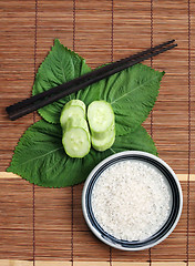 Image showing Rice and green vegetables - healthy eating