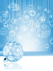 Image showing Blue christmas card with baubles . EPS 8