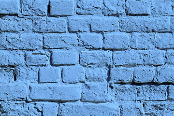 Image showing the blue painted brick wall