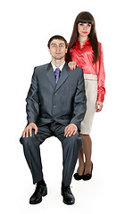 Image showing married couple in business attire in the studio