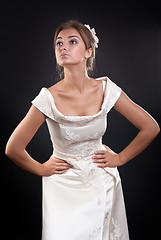 Image showing girl in a wedding dress in the studio