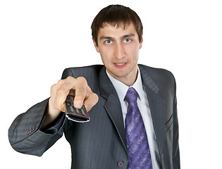 Image showing businessman with Remote control