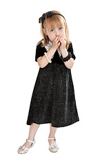 Image showing little girl in a dress on a white background