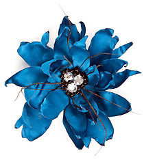 Image showing blue fabric flower with crystals