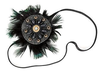 Image showing black fabric flower with crystals