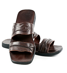 Image showing a pair of leather slippers for men