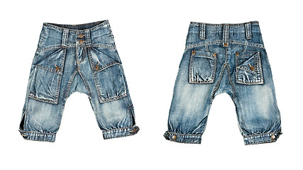 Image showing A collage made up of two pairs of trendy jeans for children