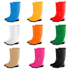 Image showing Colored rubber boots vector set