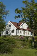 Image showing White house in lush garden